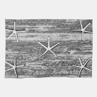 Nautic Starfish Driftwood Grau Weiße Wasserfarbe Geschirrtuch