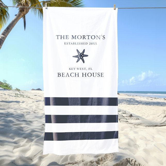 Nautic Starfish Family Beach House Strandtuch (Nautical Starfish Family Beach House Beach Towel)