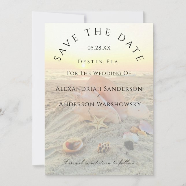 Nautic Starfish Name Beach Sunset Save the Date Einladung (Vorderseite)
