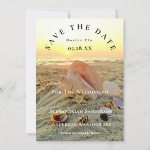 Nautic Starfish Name Beach Sunset Save the Date  Einladung