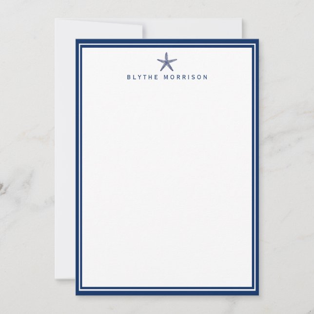 Nautic Starfish Quarto Custom Stationery Mitteilungskarte (Vorderseite)