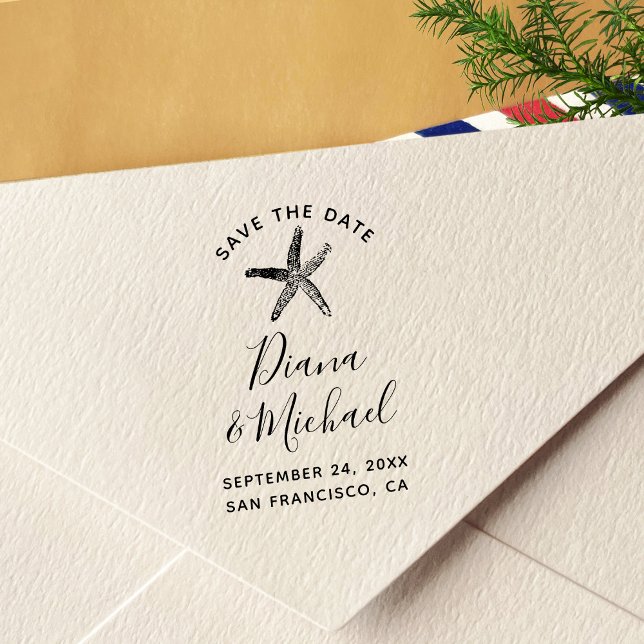 Nautic Starfish SAVE THE DATE Kalligrafie Permastempel (Von Creator hochgeladen)