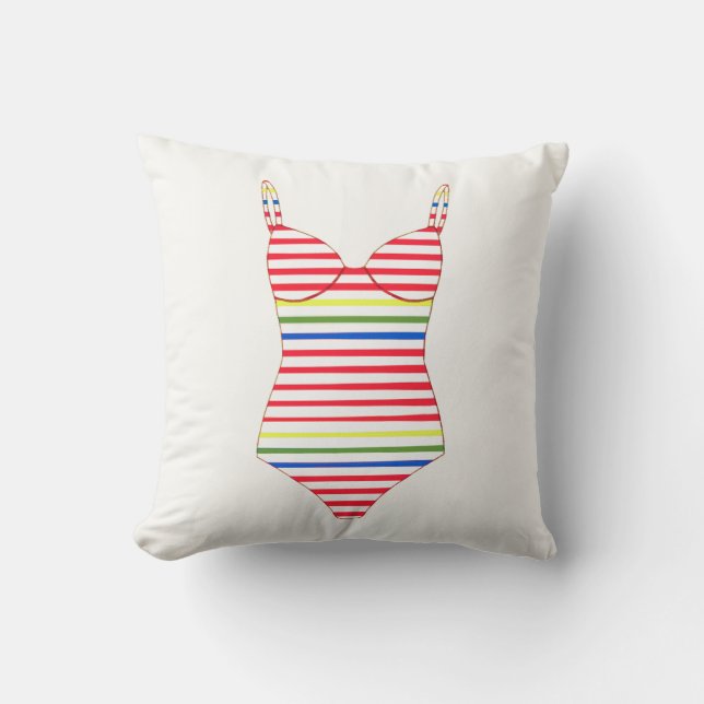 Nautic Stripe Swimsuit Kissen (Vorderseite)