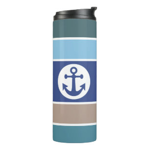 Nautic Stripes custom monogram tumbler Thermosbecher