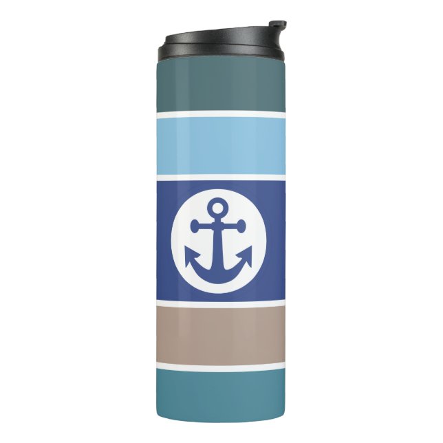 Nautic Stripes custom monogram tumbler Thermosbecher (Nach links gedreht)