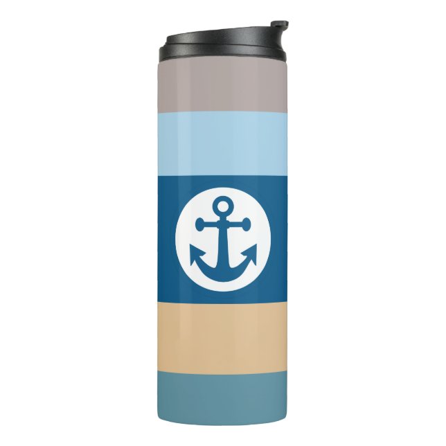 Nautic Stripes custom monogram tumbler Thermosbecher (Nach links gedreht)