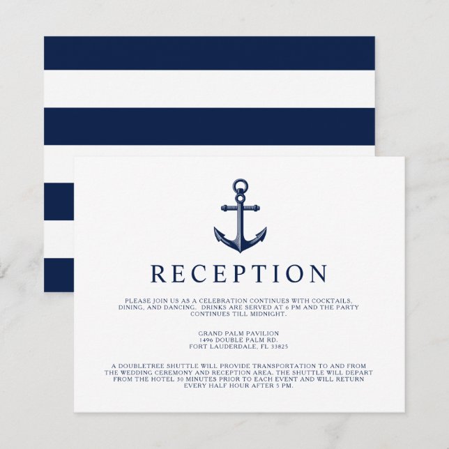 Nautic Style Anchor Empfang Einladung (Vorne/Hinten)