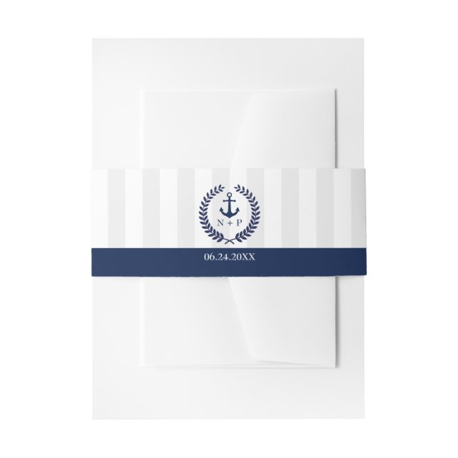 Nautic Style Wedding Custom Monogram Einladungsbanderole (Vorderseite Beispiel)