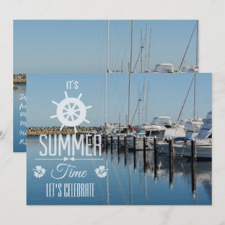 Nautic Summer Time Typografy Summer Party Einladung