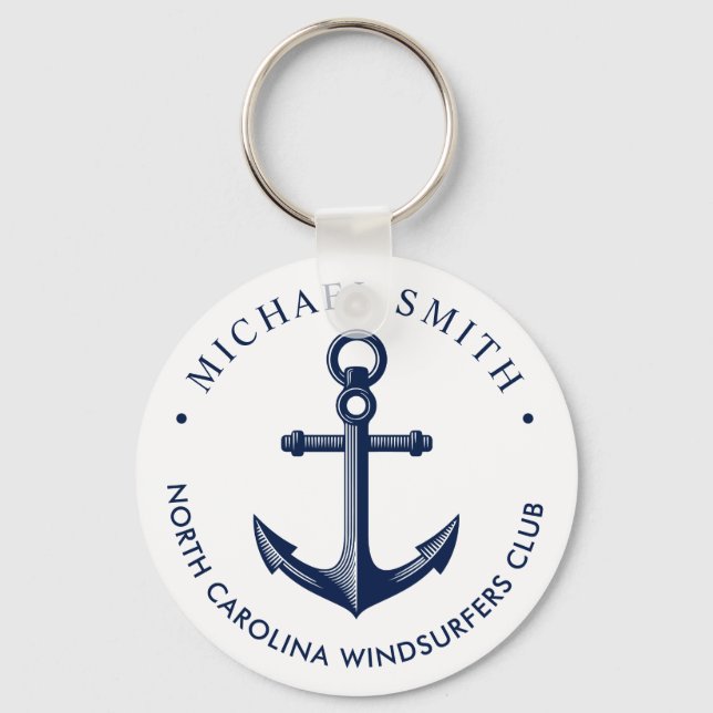 Nautic Theme Anchor Custom Navy Schlüsselanhänger (Vorderseite)