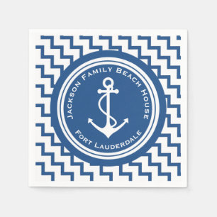 Nautic Theme Anchor Family Beach House Party Serviette