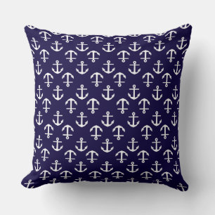 Nautic Theme Anchor Muster Navy Blue Kissen