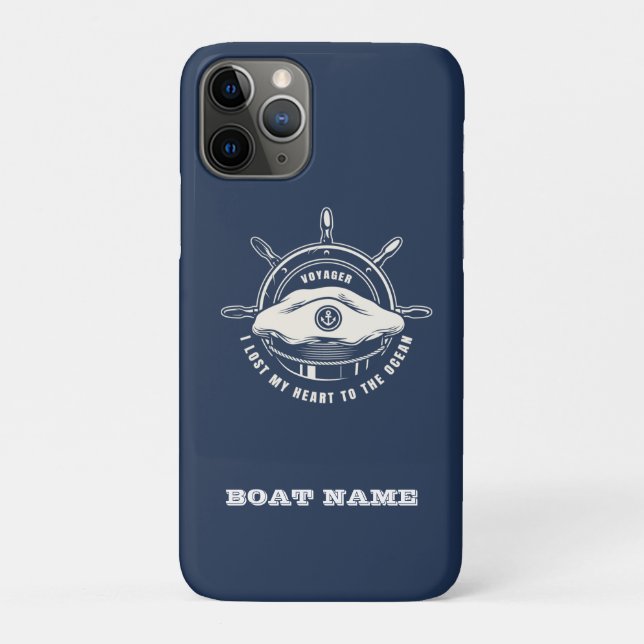 Nautic Theme Boat Name Navy Blue Case-Mate iPhone Hülle (Rückseite)