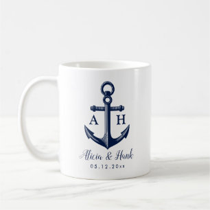 Nautic Theme Couple Monogramme Kaffeetasse