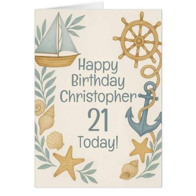 Nautic Theme Happy Birthday Card (Vorne)