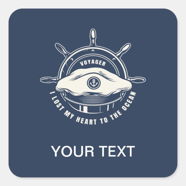 Nautic Theme Navy Blue Your Text Quadratischer Aufkleber (Vorderseite)