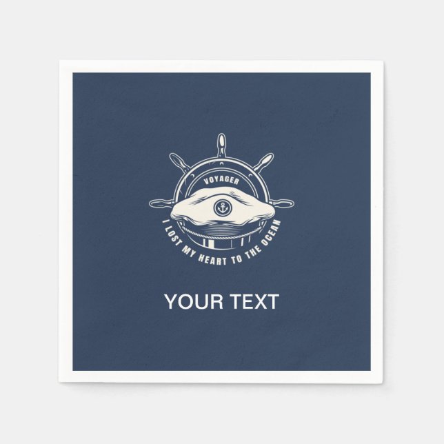 Nautic Theme Navy Blue Your Text Serviette (Vorderseite)