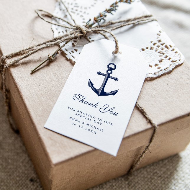 Nautic Theme Wedding Anchor Custom Navy Geschenkanhänger (Von Creator hochgeladen)