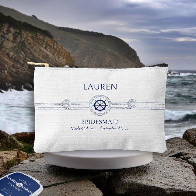 Nautic Theme Wedding Bridesmaid Kosmetische Tasche (Nautical wedding bridesmaid gift - personalize for any member of your bridal party)