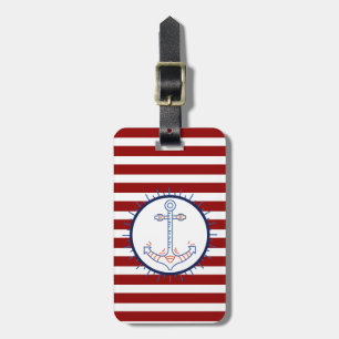 Nautic Themed Anchor Sailing Blue Red White Gepäckanhänger