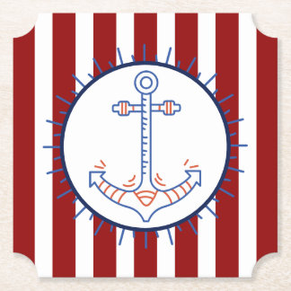 Nautic Themed Anchor Sailing Blue Red White Untersetzer