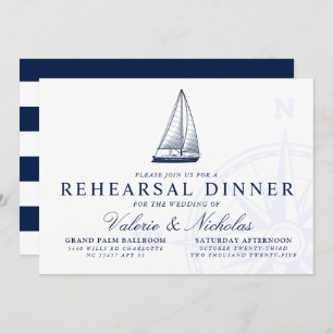 Nautic Themed Sailboat Probe Dinner Einladung