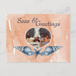 Nautic-themed Seas & Greetings Holiday Postcard Feiertagspostkarte