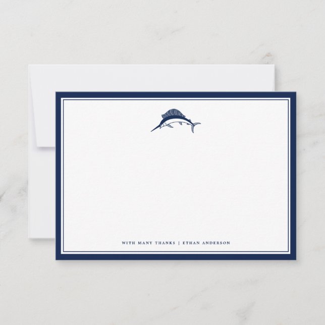 Nautic Themed | Swordfish Custom Office NoteCard Mitteilungskarte (Vorderseite)