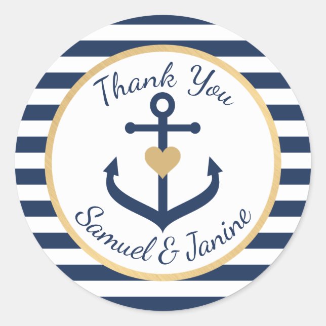 Nautic themed Wedding Danke Stickers (Vorderseite)