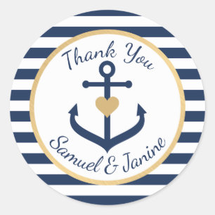 Nautic themed Wedding Danke Stickers