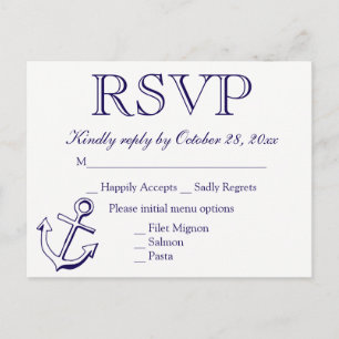 Nautic UAWG Navy Blue Anchor Wedding Party Einladungspostkarte