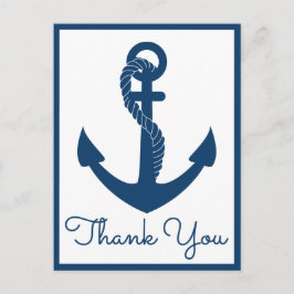 Nautic Vielen Dank Navy Anchor Wedding Beach Postkarte