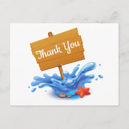 Nautic Vielen Dank Ocean Waves Blue Summer Wedding Postkarte