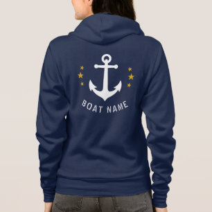 Nautic Vintag Anchor Boat Name Gold Star Navy Hoodie