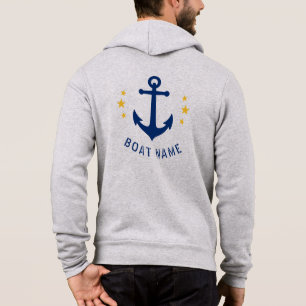 Nautic Vintag Anchor Boat Name Gold Stars Grau Hoodie