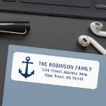 Nautic Vintag Boat Anchor Navy Blue Address<br><div class="desc">Nautische thematische Rücksendeadressen-Aufkleber. Dieses einzigartige Design bietet ein individuelles Kunstwerk eines Vintagen Bootankers in marineblau auf weiß oder kann den Text und die Hintergrundfarbe nach Belieben anpassen. Um mehr Designs wie dieses zu sehen,  besuchen Sie bitte meinen Shop hier unter "Zazzle.com/Anchorisle". Danke.</div>