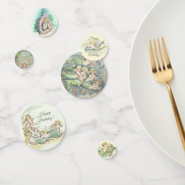 Nautic Vintag Fantasy Mermaids Geburtstagspartei Konfetti (Gruppe)