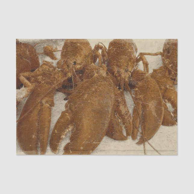 Nautic Vintag Ocean Texture Lobster Seidenpapier (Vorderseite)