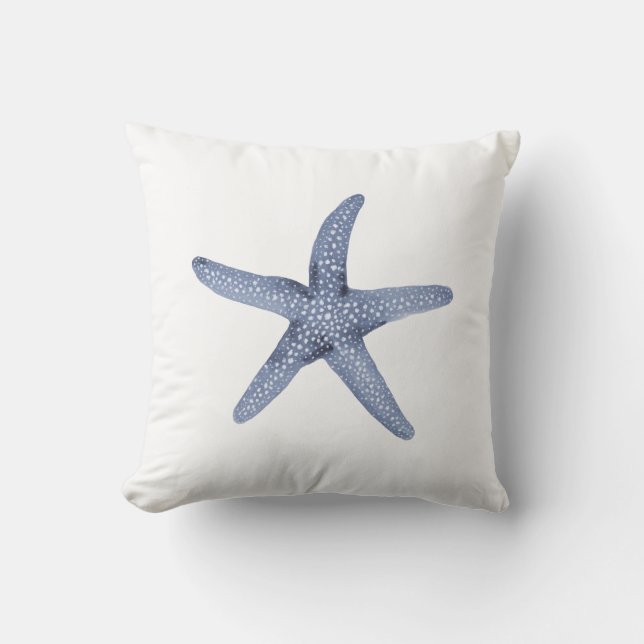 Nautic Watercolor Blue Starfish Thepe Kissen (Vorderseite)