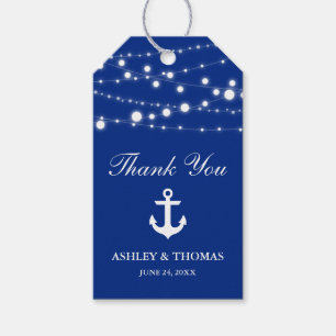 Nautic Wedding Anchor String Lights Blue Geschenkanhänger
