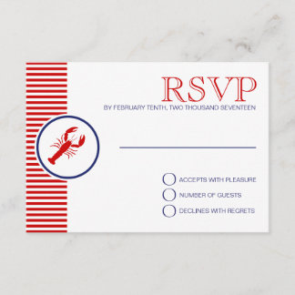 Nautic Wedding Theme UAWG Red Lobster Custom RSVP Karte