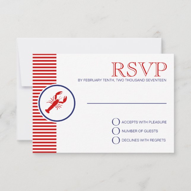 Nautic Wedding Theme UAWG Red Lobster Custom RSVP Karte (Vorderseite)