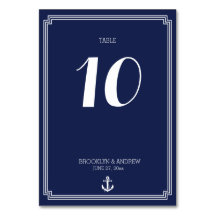 Nautic Wedding Tischnummern Navy Blue Frame