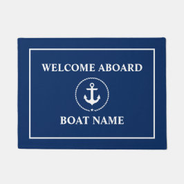 Nautic Welcome Anchor Rope Boat Name Blue Fußmatte
