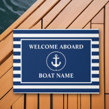 Nautic Welcome Bard Anchor Rope Blue Striping