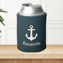 Nautic White Anchor Blue Ombre Personalisiert Name