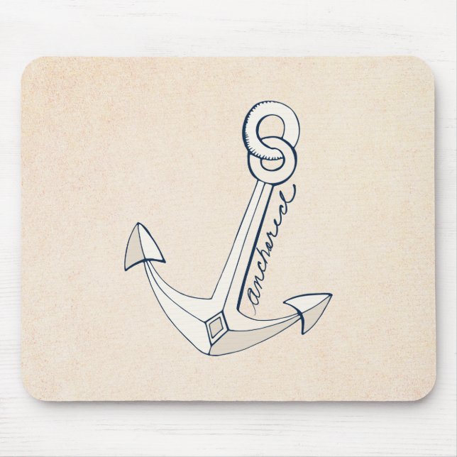 Nautic White Anchor Mousepad (Vorne)