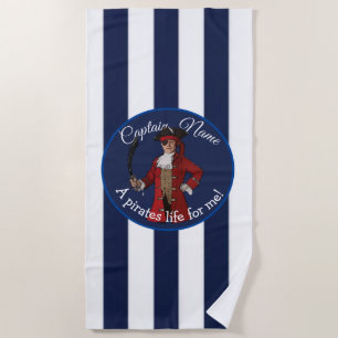 Nautic White Blue Boy Pirate Strandtuch