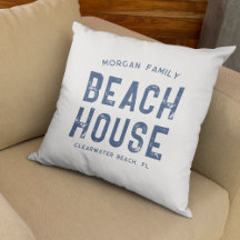 Nautic White Navy Blue Family Name Beach House