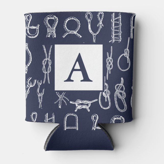 Nautic White Rope Knots | PERSONALISIERT Dosenkühler (Vorderseite)